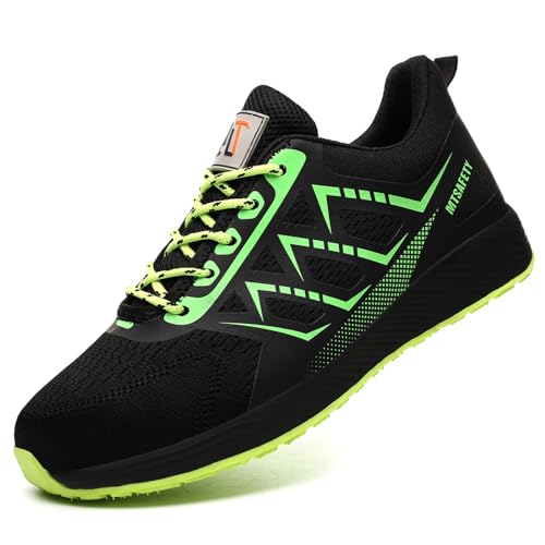 SDEQA Herren Damen rutschfeste Küchen mit Stahlkappe Arbeitsschuhe Moden Sicherheitsschuhe Arbeitsschuhe Leicht Bequeme Sportlich Schutzschuhe,Schwarz,47 EU von SDEQA