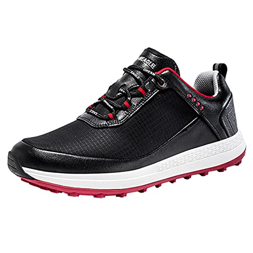 SDEQA Herren Golfschuhe Professionelle Spikeless Golf Training Schuhe Anti-Rutsch Bequem Atmungsaktiv Weicher Boden,Schwarz,41 EU von SDEQA