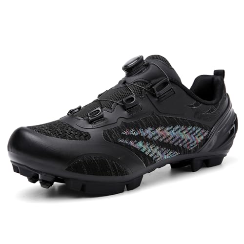 SDEQA Mountainbike Schuhe Herren Damen, MTB Fahrradschuhe kompatibel mit 2-Bolzen-SPD-Stollen Radsportschuhe Unisex Draußen,Schwarz,45 EU von SDEQA