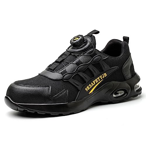 SDEQA Sicherheitsarbeiten Trainer Herren Frauen Stahlzehenkappenschuhe Leicht Nicht schlupfhaltige industrielle Sneaker tragen resistent,Schwarz,41 EU von SDEQA