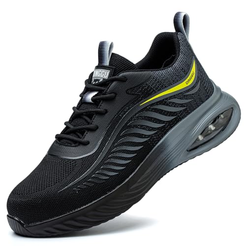 SDEQA Sicherheitsschuhe Arbeitsschuhe Herren Damen rutschfeste Stahlkappenschuhe Sportlich Schutzschuhe Leicht Atmungsaktiv Arbeitsturnschuhe,Schwarz,40 EU von SDEQA