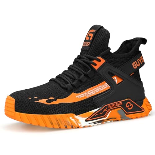 SDEQA Sicherheitsschuhe Arbeitsschuhe S3 für Herren Damen Laufsohle rutschfeste Atmungsaktiv Turnschuhe Sportlich Schutzschuhe mit Stahlkappe,Orange,41 EU von SDEQA