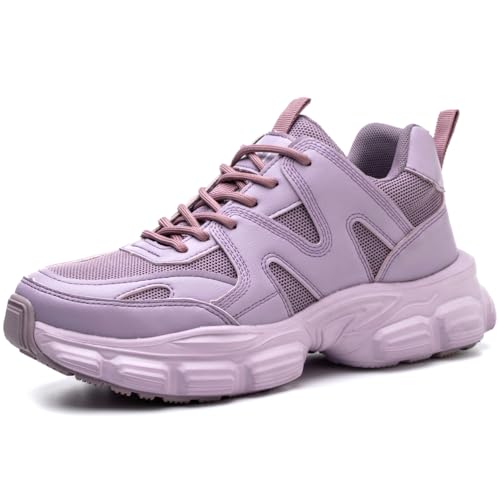 SDEQA Sicherheitsschuhe Damen Leichte, Stahlkappe Arbeitsturnschuhe Bequem Anti-Smash und Anti-Punktur Versicherung Schuhe,B,38 EU von SDEQA