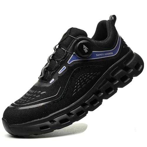 SDEQA Sicherheitsschuhe Herren Arbeitsschuhe Leicht Atmungsaktive Stahlkappenschuhe Drehbarer Knopf Sportlich rutschfeste Dämpfung Schützendschuhe,Schwarz,44 EU SDEQA Sicherheitsschuhe Herren Arbeitsschuhe Leicht Atmungsaktive Stahlkappenschuhe Drehbarer Knopf Sportlich rutschfeste Dämpfung Schützendschuhe,Schwarz,44 EU von SDEQA