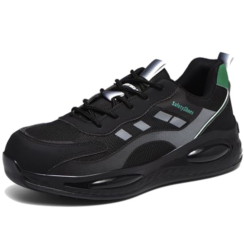 SDEQA Sicherheitsschuhe Herren Leichte Atmungsaktive rutschfeste Arbeitsschuhe S3 Stahlkappenschuhe rutschfeste Anti Smashing Industrieschuhe,Schwarz,47 EU von SDEQA