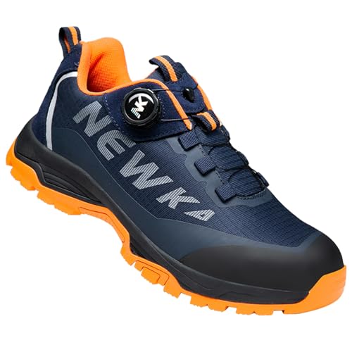 SDEQA Sicherheitssneaker Herren Arbeitsschuhe Atmungsaktiv Leichte Sicherheitsschuhe Drehknopf Sportlich Schutzschuhe mit Stahlkappe Industrie & Bauschuhe,Blau,41 EU von SDEQA