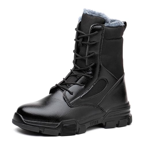 SDEQA Sicherheitsstiefel Herren Damen Arbeitsschuhe Stahlkappenstiefel Atmungsaktiv Winter wärmer Abriebfeste Gummizug Luftkissen Schutzschuhe,Schwarz,42 EU von SDEQA