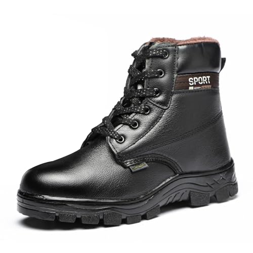 SDEQA Sicherheitsstiefel Herren Damen Leicht mit Stahlkappe Stahlkappenschuhe Einstichresistent Industrieschuhe Anti-Smashing Anti-Piercing Arbeitsstiefel,Schwarz,44 EU von SDEQA