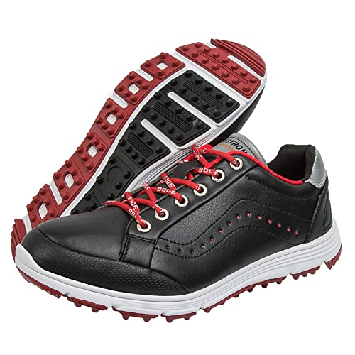 SDEQA Spikeless Golfschuhe Männer Wasserdicht Golf Training Sport Turnschuhe Komfort Atmungsaktiv Große Größe,Schwarz,44 EU von SDEQA