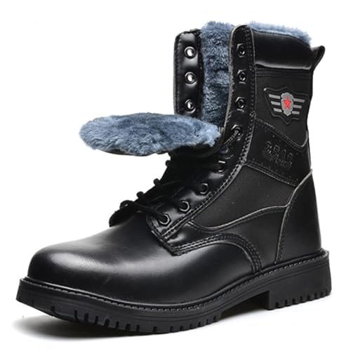 SDEQA Stahlkappe Sicherheitsstiefel Herren, Gepolstert warm Arbeitsstiefel Leicht Sicherheitsschuhe Bequem Langlebig Baustellenstiefel,Schwarz,41 EU von SDEQA
