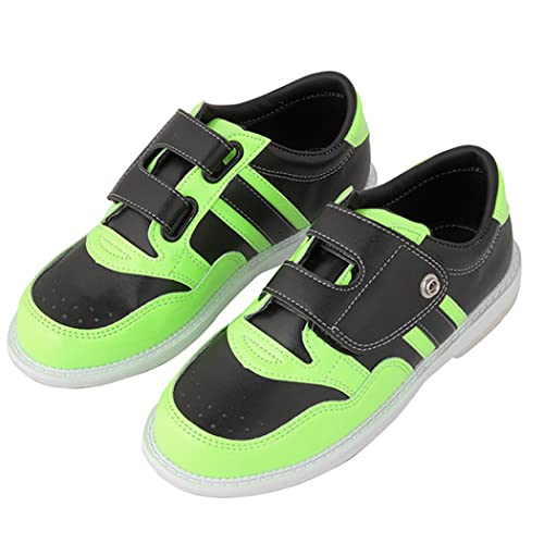 SDEQA Unisex-Leder-Bowlingschuhe Magic Sticker Atmungsaktive Bowling-Turnschuhe,Grün,34 EU von SDEQA