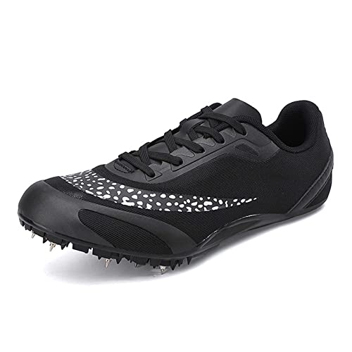 SDEQA Unisex Spikes Leichtathletikschuhe Trainingsschuhe Leichte strapazierfähige Sprint-Laufschuhe mit Spikes und Sprint Herren Damen und Kinder,Schwarz,37 EU von SDEQA