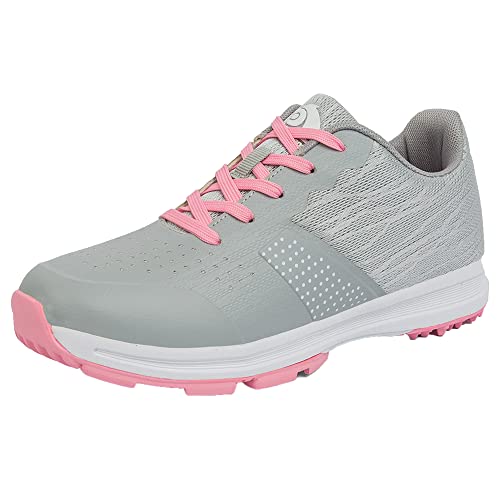 SDEQA wasserdichte Golfschuhe Für Damen Spikeless Wide Fitting Golf-Trainer Leichtgewichtige Anti-Rutsch,Grau,41 EU von SDEQA