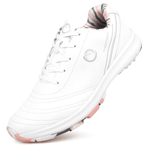 SDEQA wasserdichte Golfschuhe für Damen, rutschfest, leicht, Outdoor, ohne Spikes, Golf-Sneaker mit Schnürung,A,42 EU von SDEQA