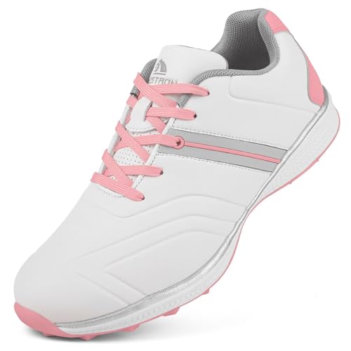 SDEQA wasserdichte Professional Golf Schuhe Frauen Spikeless Sohle Outdoor Anti Slip Leder Golf Schuhe Getragen Große Größe,A,38 EU von SDEQA