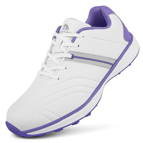 SDEQA wasserdichte Professional Golf Schuhe Frauen Spikeless Sohle Outdoor Anti Slip Leder Golf Schuhe Getragen Große Größe,B,42 EU von SDEQA