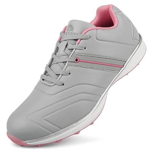 SDEQA wasserdichte Professional Golf Schuhe Frauen Spikeless Sohle Outdoor Anti Slip Leder Golf Schuhe Getragen Große Größe,F,41 EU von SDEQA