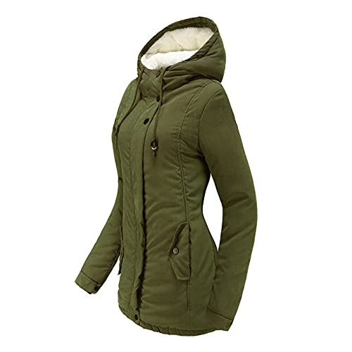Stepp Damen Jacke Leicht Damen Dicker Warm Winterparka Kunstfell Mantel Jacke Teddyfell Gefüttert Slim Lang Winter Parka Elegant Winterjacke Steppjacke Outdoorjacke mit Kapuze Winddicht von SDER