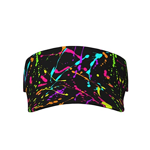 Glow in Dark Splatter Neon Hut Sport Sonnenblenden Einstellbare Sonnenblende Visier Kappe Baseball Cap für Damen Herren, Glow in Dark Splatter Neon 4, Einheitsgr��e von SDERDZSE