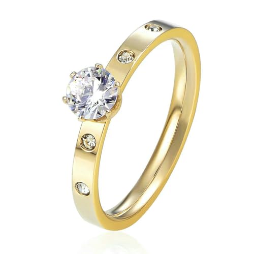 Ehering für Damen, antiallergischer Titanstahl, 1 große 4 kleine Zirkonia, Roségold, Kristall, Hochzeitsschmuck, Bague, 9, Metall, Zirkonia Ehering für Damen, antiallergischer Titanstahl, 1 große 4 kleine Zirkonia, Roségold, Kristall, Hochzeitsschmuck, Bague, 9, Metall, Zirkonia von SDEWFFWSA