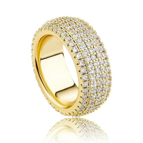 Hip-Hop-Ring, 14 mm, Diamantring, zweireihig, Zirkonia-Ring, 11, Metall, Zirkonia Hip-Hop-Ring, 14 mm, Diamantring, zweireihig, Zirkonia-Ring, 11, Metall, Zirkonia von SDEWFFWSA