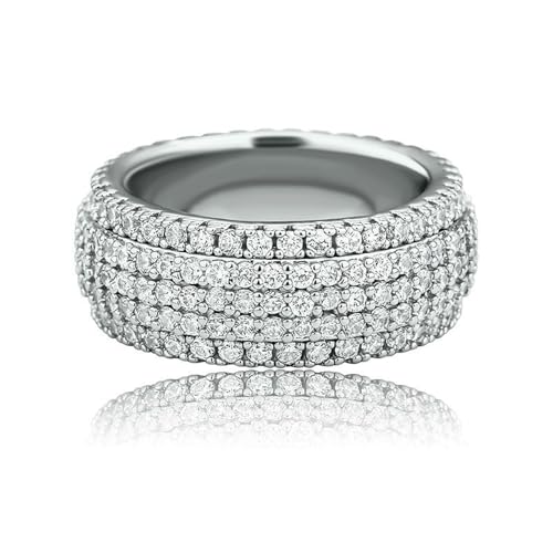 Hip-Hop-Ring, 14 mm, Diamantring, zweireihig, Zirkonia-Ring, 11, Metall, Zirkonia Hip-Hop-Ring, 14 mm, Diamantring, zweireihig, Zirkonia-Ring, 11, Metall, Zirkonia von SDEWFFWSA