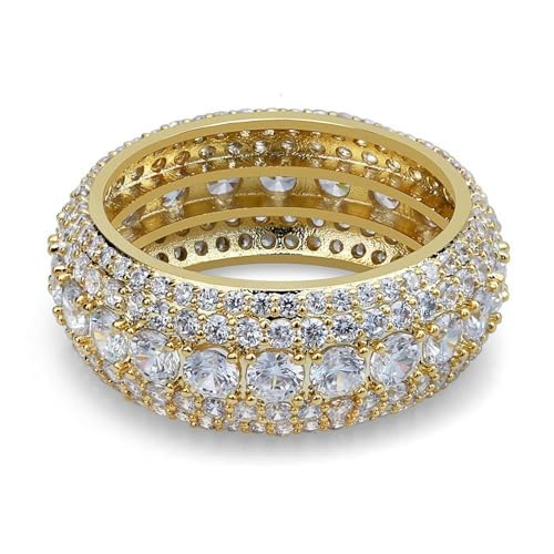 Hip-Hop-Ring, 14 mm, Diamantring, zweireihig, Zirkonia-Ring, 8, Metall, Zirkonia Hip-Hop-Ring, 14 mm, Diamantring, zweireihig, Zirkonia-Ring, 8, Metall, Zirkonia von SDEWFFWSA