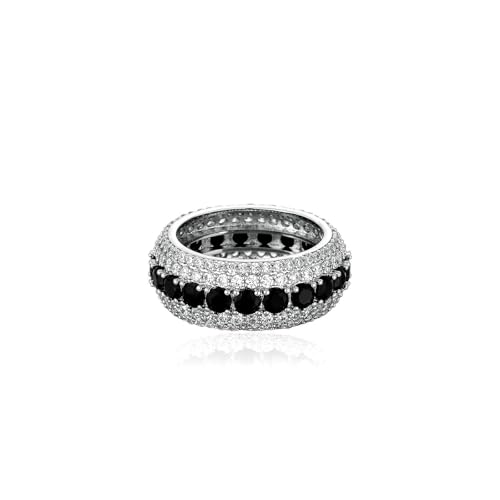 Hip-Hop-Ring, 14 mm, Diamantring, zweireihig, Zirkonia-Ring, 8, Metall, Zirkonia Hip-Hop-Ring, 14 mm, Diamantring, zweireihig, Zirkonia-Ring, 8, Metall, Zirkonia von SDEWFFWSA