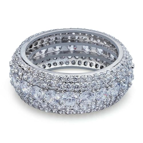Hip-Hop-Ring, 14 mm, Diamantring, zweireihig, Zirkonia-Ring, 9, Metall, Zirkonia Hip-Hop-Ring, 14 mm, Diamantring, zweireihig, Zirkonia-Ring, 9, Metall, Zirkonia von SDEWFFWSA