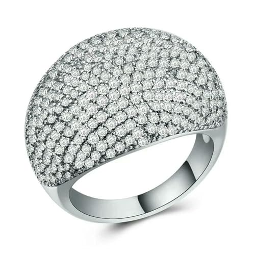 Hip-Hop-Stil, trendiger Ring für Männer und Frauen, Kupferring, Iced Out, Bling Pavé-Fassung, Zirkonia, Geometrie-Ring-Charms, 10, Metall, Zirkonia von SDEWFFWSA