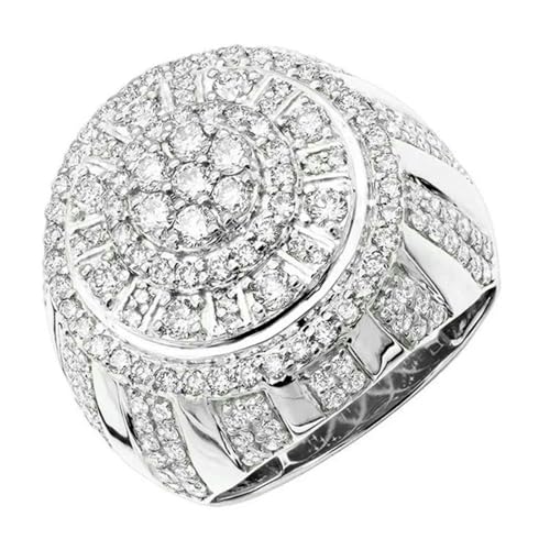 Hip-Hop-Stil, trendiger Ring für Männer und Frauen, Kupferring, Iced Out, Bling Pavé-Fassung, Zirkonia, Geometrie-Ring-Charms, 8, Metall, Zirkonia von SDEWFFWSA