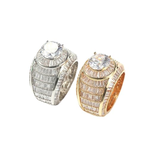 Hip-Hop Zeigefingerring Kupfer eingelegter Zirkon Herrenring modischer Trend cooler Paarring Gold-11 von SDEWFFWSA