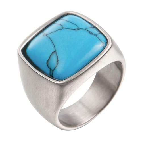 Personalisierter Retro-Ring für Herren, natürlicher Edelstein, Titanstahl, trendiger Titan-Stahlschmuck, 12, Metall, Zirkonia von SDEWFFWSA