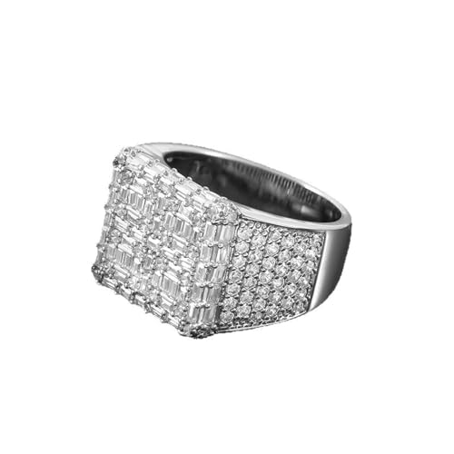 Punk Hip-Hop Herren-Hip-Hop-Ring, Kupfer, eingelegt, Zirkonia, trendiges Design, dominierende Persönlichkeit, Silber Punk Hip-Hop Herren-Hip-Hop-Ring, Kupfer, eingelegt, Zirkonia, trendiges Design, dominierende Persönlichkeit, Silber von SDEWFFWSA