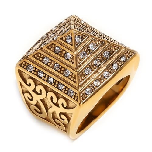 Retro Persönlichkeit Kreativer Ring Edelstahl Ranke Pyramide Herrenring, 9, Metall, Zirkonia Retro Persönlichkeit Kreativer Ring Edelstahl Ranke Pyramide Herrenring, 9, Metall, Zirkonia von SDEWFFWSA