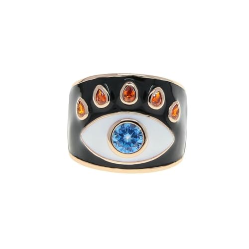 SDEWFFWSA Emaille, türkischer böser Blick, Damen-Fingerring, Boho-Stil, Modeschmuck, verstellbare Größe, resizable von SDEWFFWSA