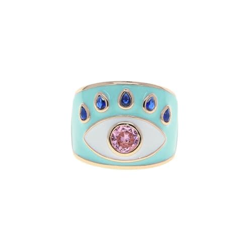 SDEWFFWSA Emaille, türkischer böser Blick, Damen-Fingerring, Boho-Stil, Modeschmuck, verstellbare Größe, resizable von SDEWFFWSA