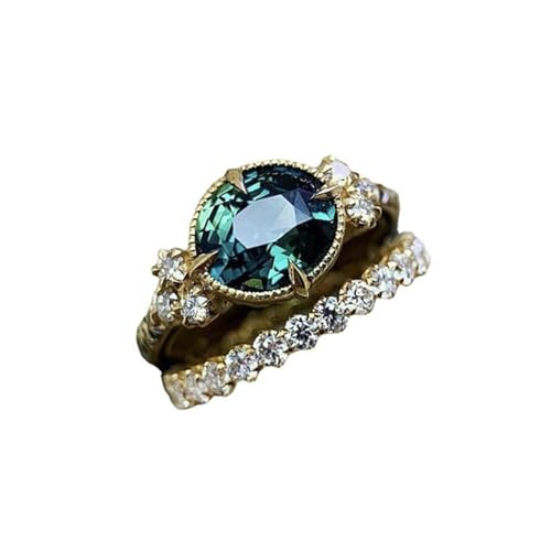 SDEWFFWSA Goldener ovaler Smaragd-Ring, kreativer und einfacher Ringschmuck, 9, Zirkonia SDEWFFWSA Goldener ovaler Smaragd-Ring, kreativer und einfacher Ringschmuck, 9, Zirkonia von SDEWFFWSA