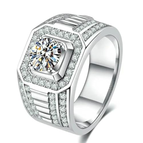 SDEWFFWSA Hip-Hop-Stil, trendiger Ring für Männer und Frauen, Kupferring, Iced Out, Bling Pavé-Fassung, Zirkonia, Geometrie-Ring-Charms, 32, Metall, Zirkonia von SDEWFFWSA
