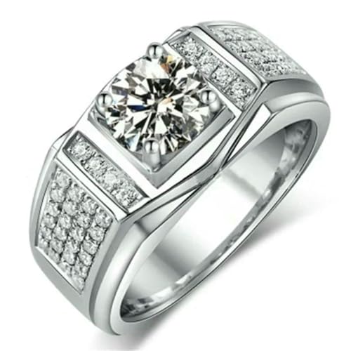 SDEWFFWSA Hip-Hop-Stil, trendiger Ring für Männer und Frauen, Kupferring, Iced Out, Bling Pavé-Fassung, Zirkonia, Geometrie-Ring-Charms, 7, Metall, Zirkonia von SDEWFFWSA