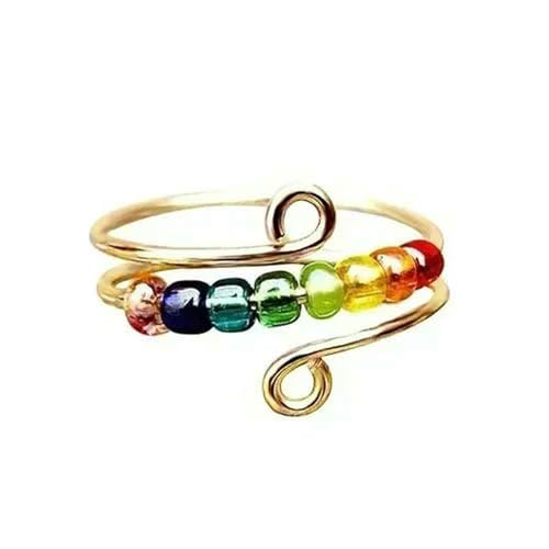 SDEWFFWSA Stressabbau-Ringe für Damen/Herren, rotierende Perlen, Angstzustände, verstellbare Fingerringe, frei, Anti-Stress-Ring, trendiges Schmuckgeschenk SDEWFFWSA Stressabbau-Ringe für Damen/Herren, rotierende Perlen, Angstzustände, verstellbare Fingerringe, frei, Anti-Stress-Ring, trendiges Schmuckgeschenk von SDEWFFWSA