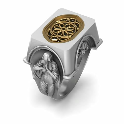 Schmuck Gold zweifarbige Göttin Statue Lotus Ring Mode Temperament Ring, 7, Zirkonia Schmuck Gold zweifarbige Göttin Statue Lotus Ring Mode Temperament Ring, 7, Zirkonia von SDEWFFWSA