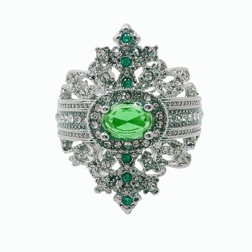 Schmuck Silber Palast Stil eingelegter Smaragd weiblicher Ring Temperament Mode Bankett weiblich Ring, 9, Zirkonia Schmuck Silber Palast Stil eingelegter Smaragd weiblicher Ring Temperament Mode Bankett weiblich Ring, 9, Zirkonia von SDEWFFWSA