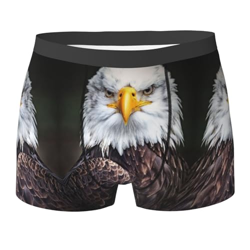 SDFCUMDM White Head Herren-Boxershorts mit Adler-Druck, 95 % Polyester + 5 % Spandex, atmungsaktiv und leicht, Schwarz , XXL von SDFCUMDM
