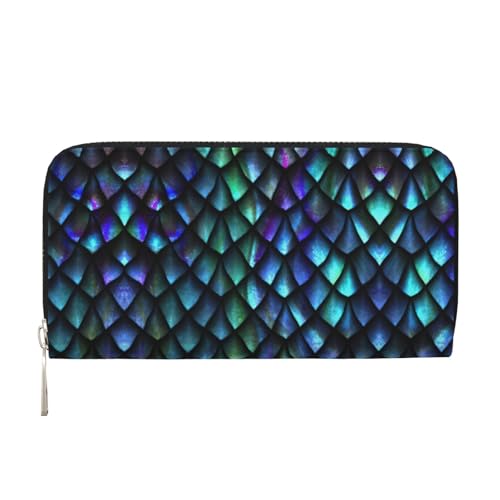 3D-Geldbörse mit magischem Drachen-Schuppen-Muster, trendig, reisefreundlich, 20 x 8 cm, lässiges Clutch, Geschenk für Damen, Schwarz, Einheitsgröße, Kunst von SDFHU