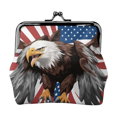 Adler mit USA-Flaggen-Druck, praktische Münzgeldbörse, niedlicher Mini-Münzbeutel für Frauen (11,5 x 10,5 cm), exquisit, Schwarz, Einheitsgröße von SDFHU