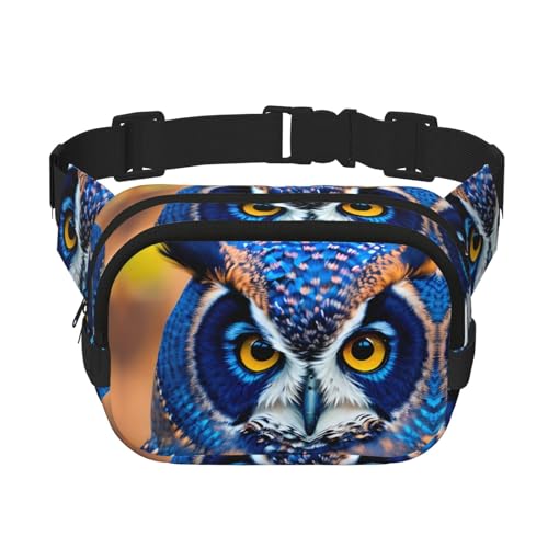 Blaue Eule 1 Druck Männer und Frauen Quadratische Doppellagige Hüfttasche Workout Crossbody Reise Hüfttasche, Schwarz, Einheitsgröße von SDFHU