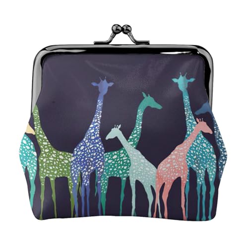 Bunte Giraffen-Fans für Liebhaber, praktische Münzgeldbörse, niedlich, Mini-Münztasche für Frauen (11,5 x 10,5 cm), exquisit, Schwarz, Einheitsgröße von SDFHU