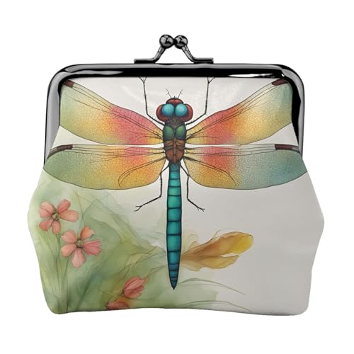 Bunte Libellen-Geldbörse mit 1 Druck, praktische Münzgeldbörse, niedlich, Mini-Münztasche für Frauen (11,5 x 10,5 cm), exquisit, Schwarz, Einheitsgröße von SDFHU
