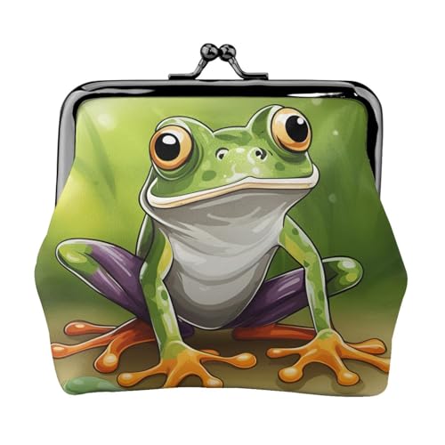 Cartoon-Frosch-Druck, praktische Münzgeldbörse, niedlich, Mini-Münztasche für Frauen (11,5 x 10,5 cm), exquisit, Schwarz, Einheitsgröße von SDFHU